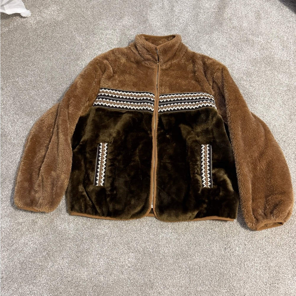 UGG Brown and Tan Fleece Jacket